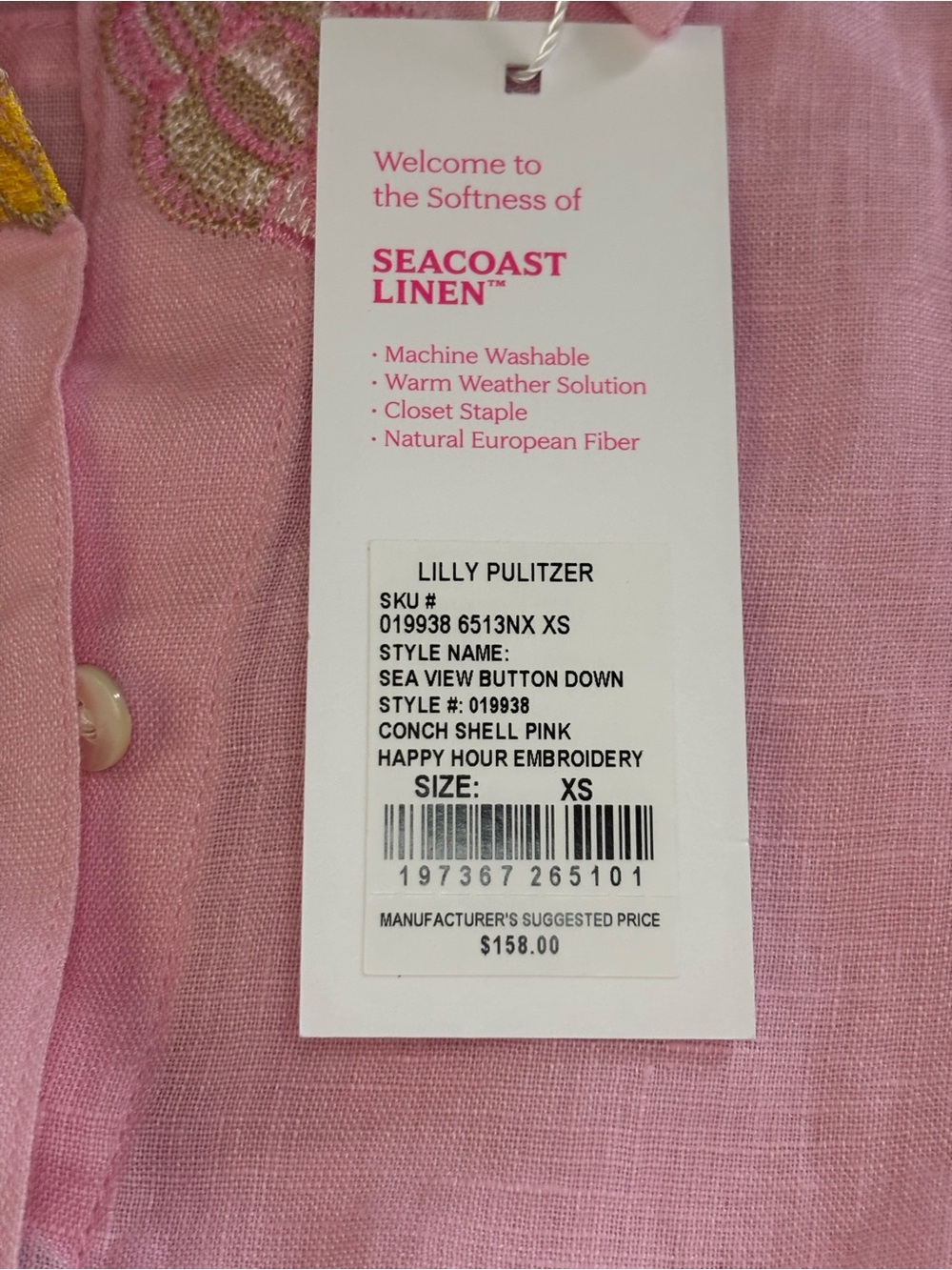 Lilly Pulitzer Pink Seacoast Linen with Happy Hour Embroidery🍸🌴 - Picture 15 of 16